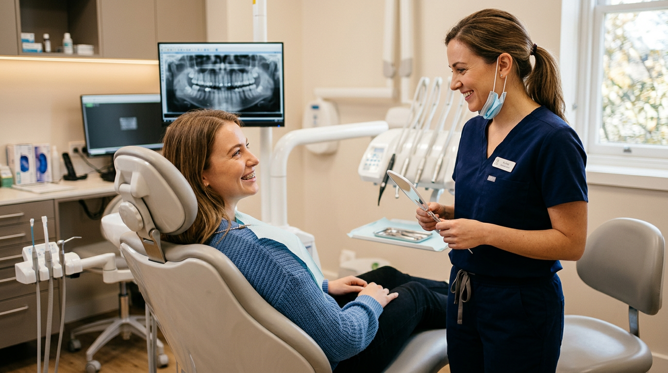 Dentist consulting with patient in a modern orthodontic treatment room